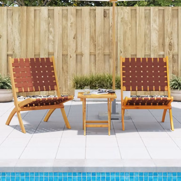 Set di 2 sedie pieghevoli vidaXL in legno di acacia rosso e tessuto per giardino e terrazza