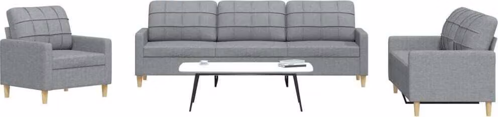 Maison Exclusive - Set divano 3 pezzi in tessuto grigio chiaro