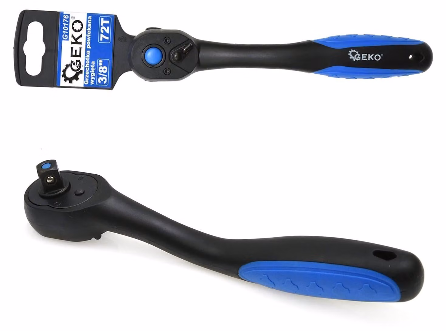 Cricchetto professionale 3/8" in acciaio Cr-V e Cr-Mo, 198 mm,72 denti, ABS Geko