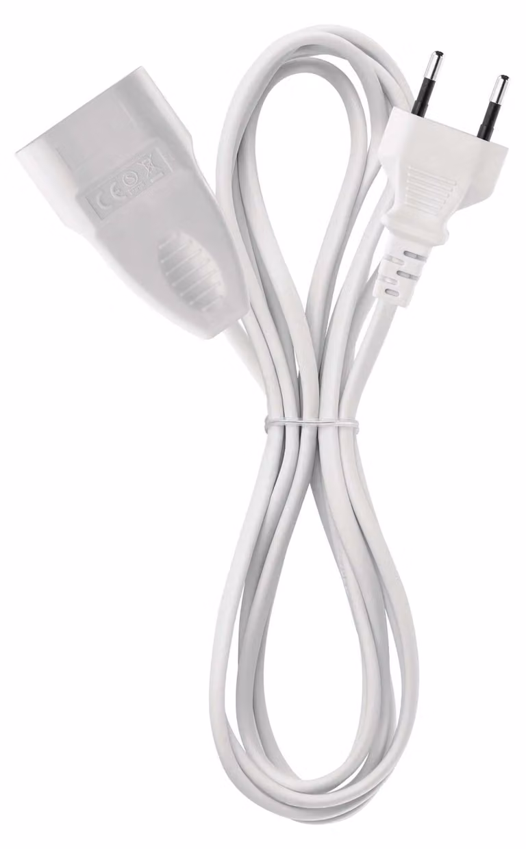 EMOS - Cavo di prolunga 5m - spina e attacco Euro - 250 V, 2,5 A, 575 W - maggiore protezione al tatto - per uso interno - bianco, P01305