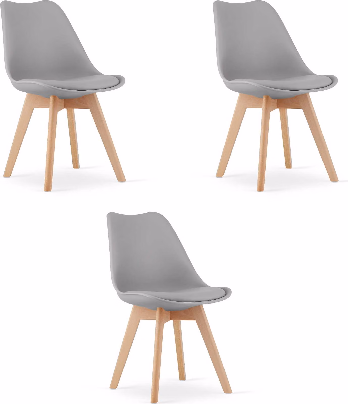 Set di 3 sedie grigie Valora MARK | Set di 3 sedie grigie per spazi coordinati