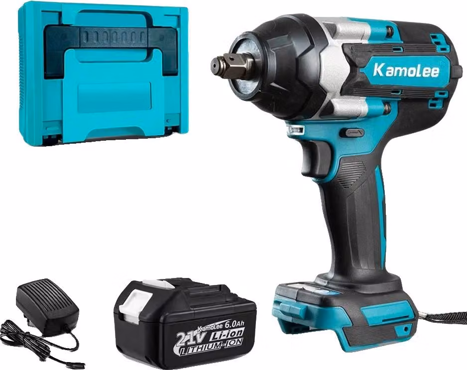 Avvitatore a impulsi elettrico, coppia di 1800 Nm, motore brushless, batteria agli ioni di litio da 6.0 Ah, con custodia in plastica, conforme alle normative UE
