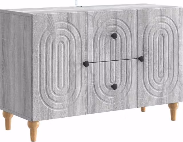 Mobile TV-Credenza Design In Grigio con finitura opaca in legno ingegnerizzato, L: 89 cm, P: 34,5 cm, H: 60 cm