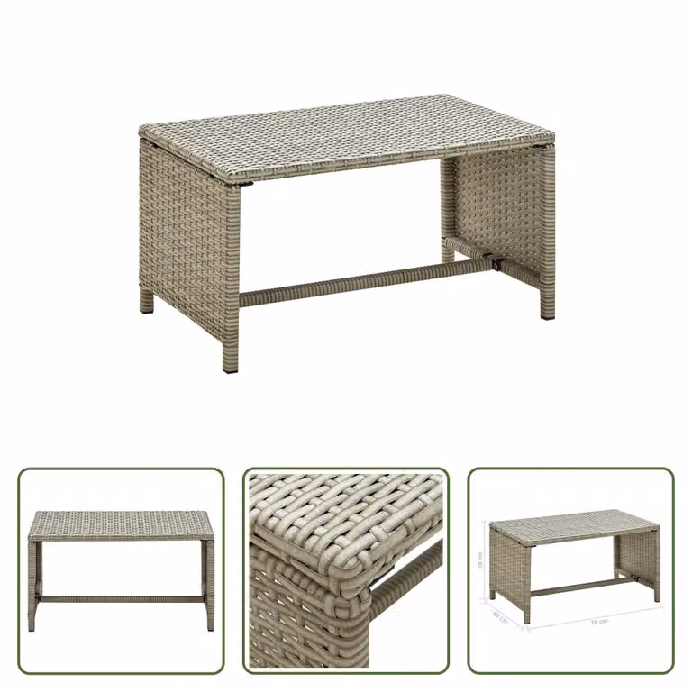 Tavolino The Living Store beige 70x40x38 cm in rattan sintetico