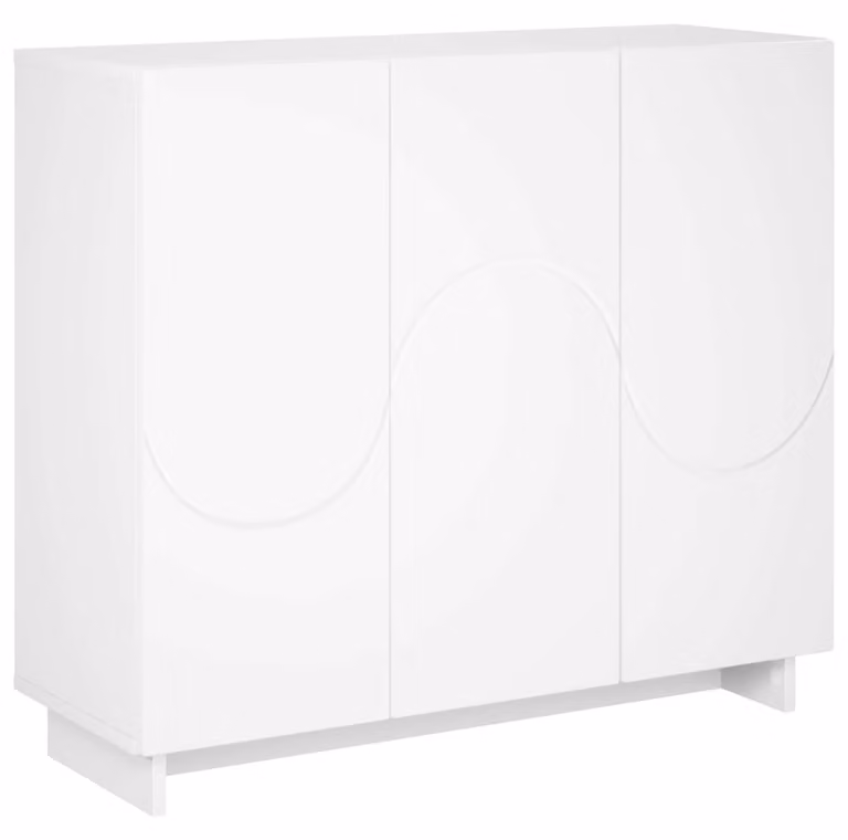 Mobile contenitore bianco, dimensioni 85,5 x 31 x 75 cm, realizzato in materiale composito di legno