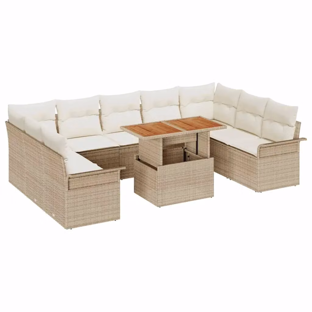 Set Divano da Giardino a L vidaXL 10 Pezzi Beige con Cuscini in Schiuma e Struttura in Metallo – 2