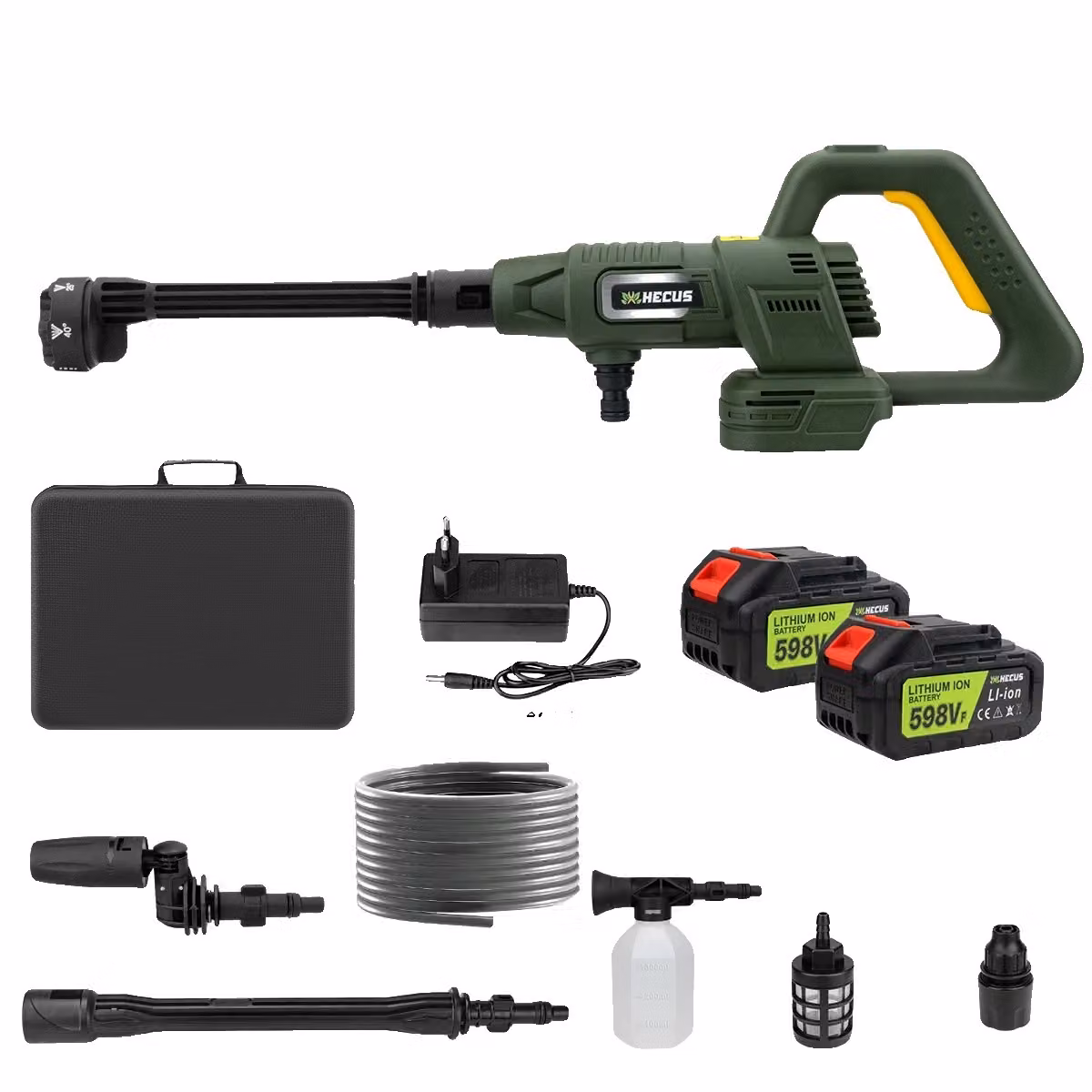 Idropulitrice elettrica, pressione massima di 200 BAR, display digitale a 3 velocità, 2 batterie