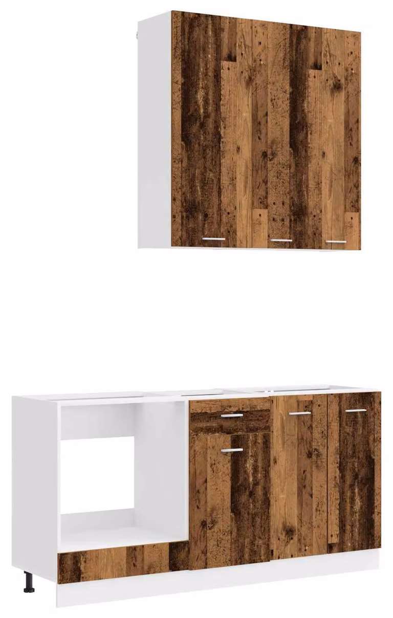 Set da cucina LYON, composto da 5 elementi, realizzato in legno massello riciclato e materiale composito