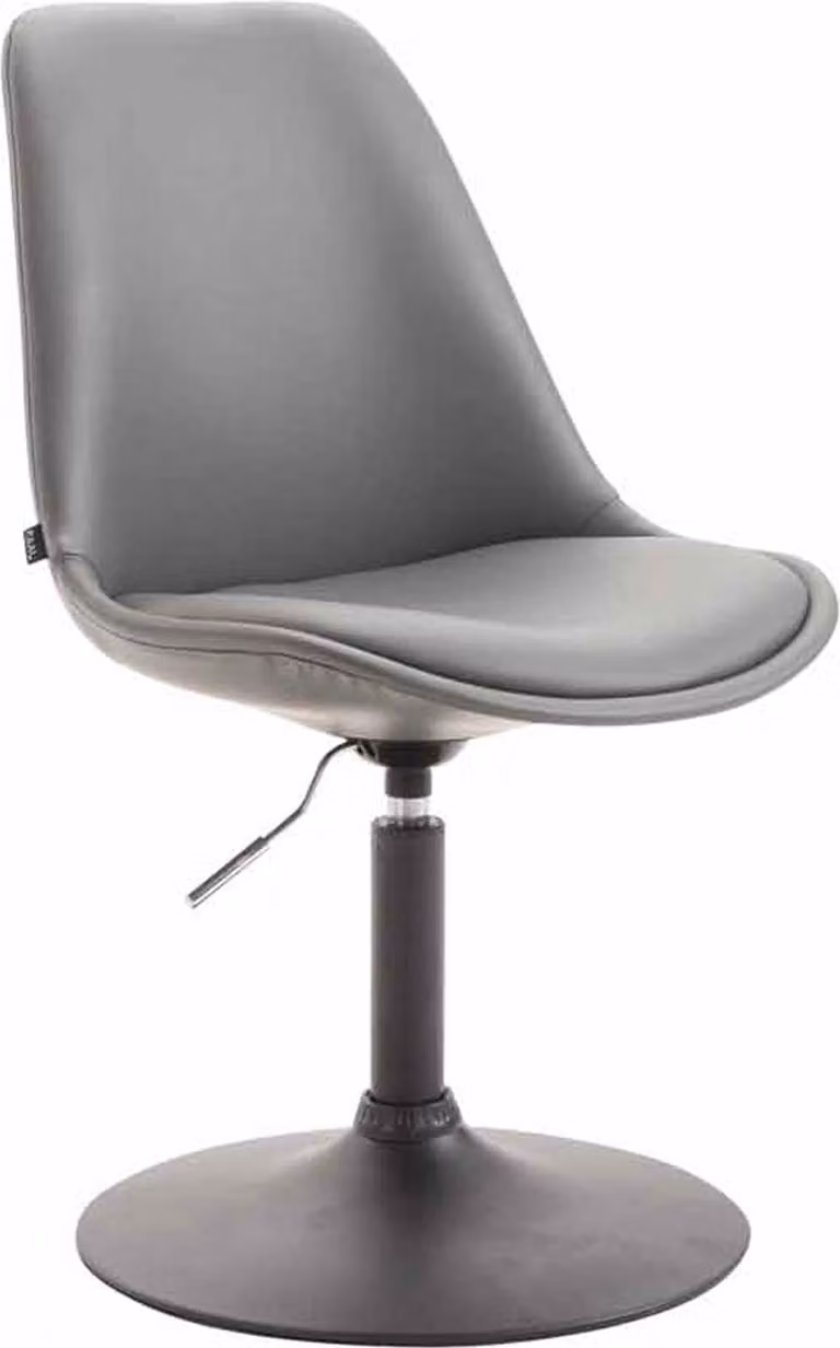 Sedia da pranzo in ecopelle - Sedia moderna - Altezza regolabile e girevole a 360° | Colore: Grigio | Colore base: Nero
