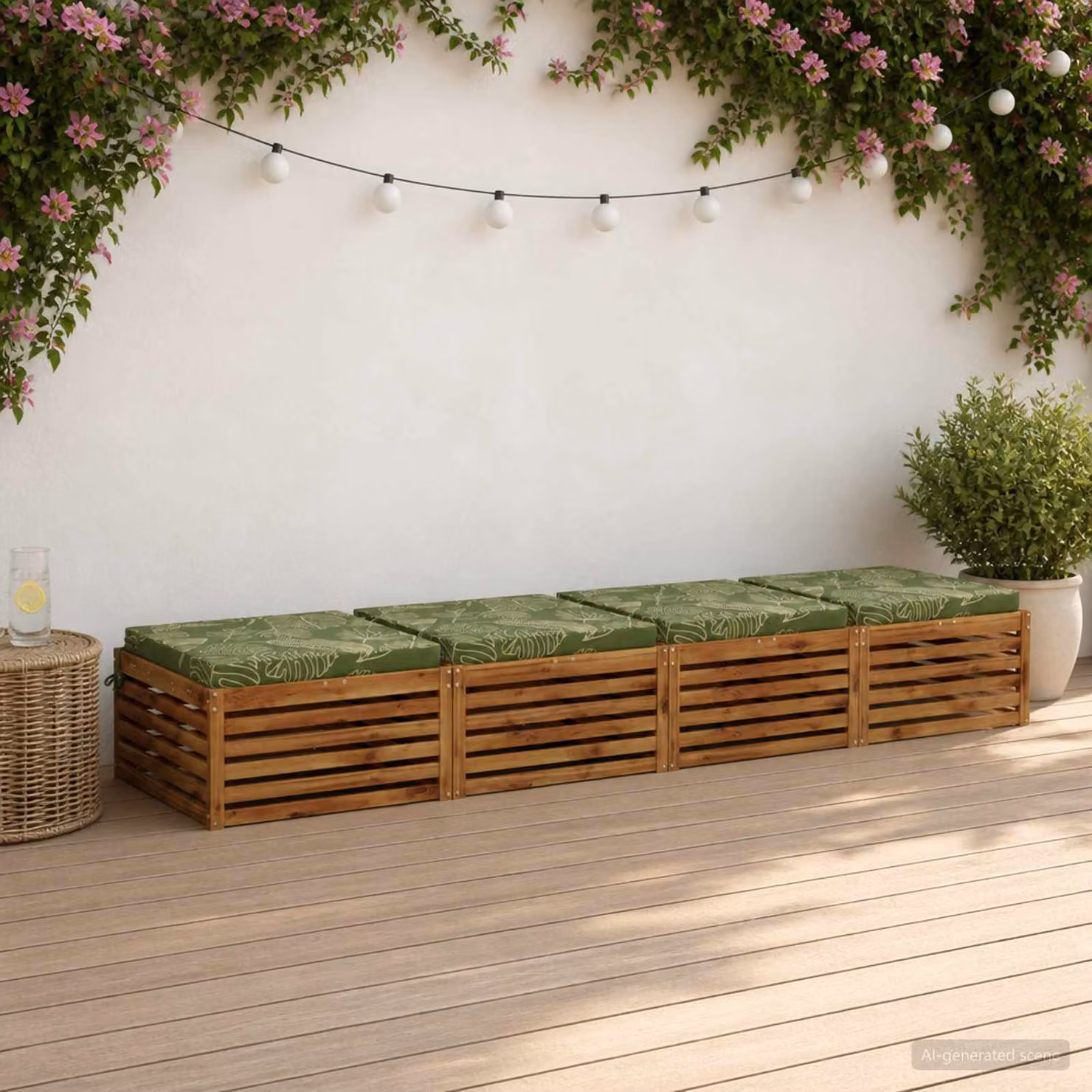 Set di 4 cuscini per sedia quadrati vidaXL in poliestere verde con rivestimento lavabile e resistente ai raggi UV