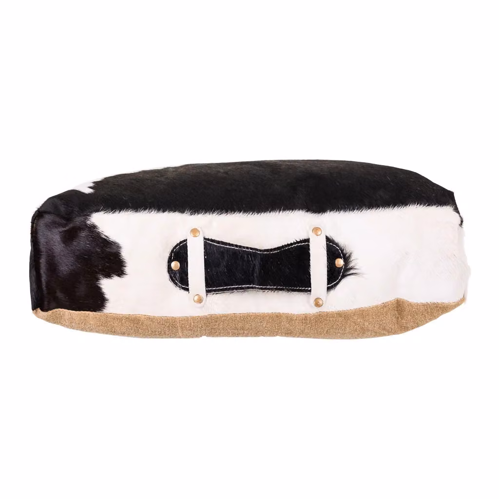 Cuscino quadrato in pelle Wanderlust Deco bianco e nero L: 48 cm, P: 48 cm, H: 10 cm – 2