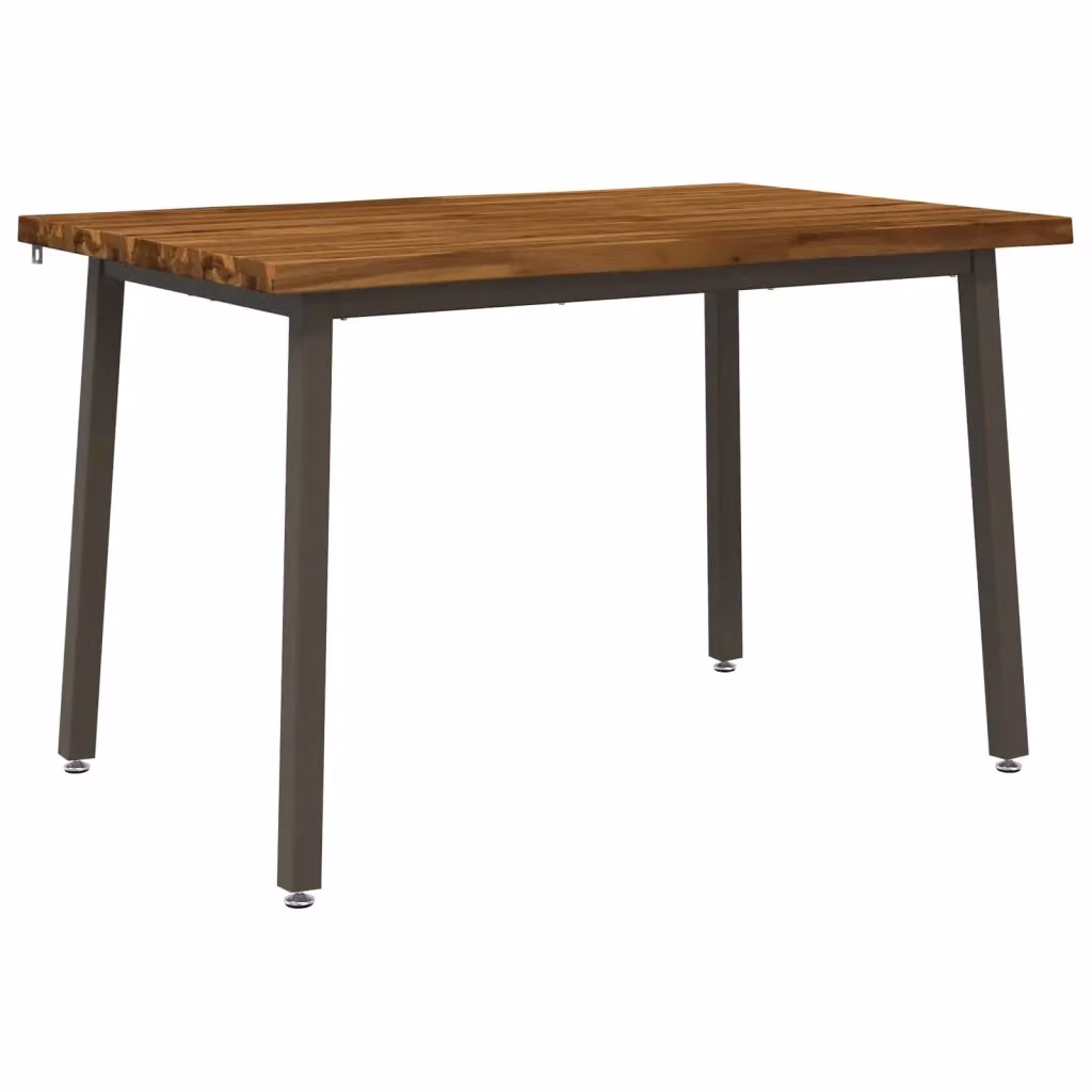 Tavolo da pranzo rettangolare moderno vidaXL in legno di acacia massello e metallo, colore marrone, L: 120 cm, P: 80 cm, H: 75 cm – 2
