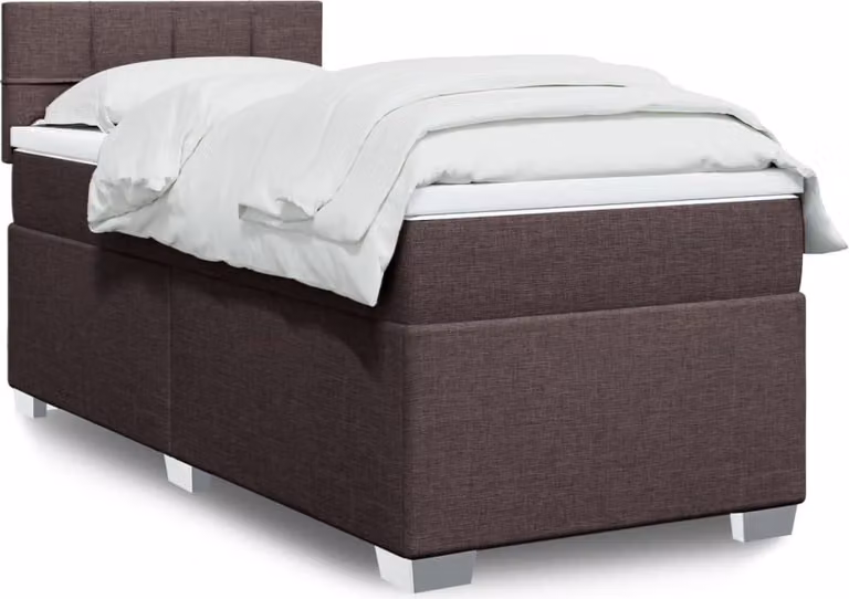 Maison Exclusive - Letto boxspring con materasso marrone scuro 80x200 cm tessuto