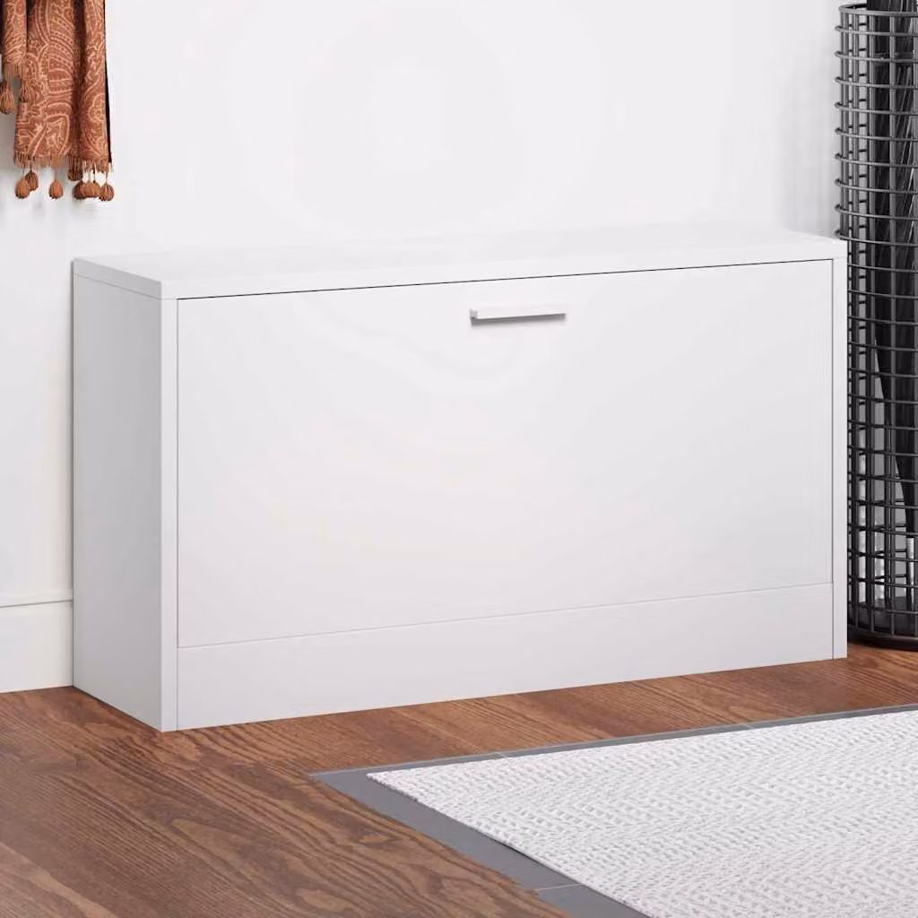 vidaXL Panca con Scarpiera Bianca Moderna L: 80 cm, P: 24 cm, H: 45 cm