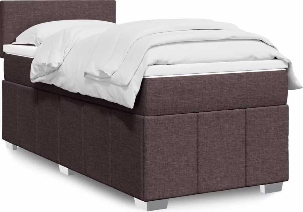 Maison Exclusive - Letto boxspring con materasso marrone scuro 100x200 cm tessuto