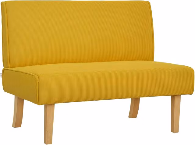 Divano 2 posti ¨C Minimal ¨C Tessuto corda giallo con gambe in legno