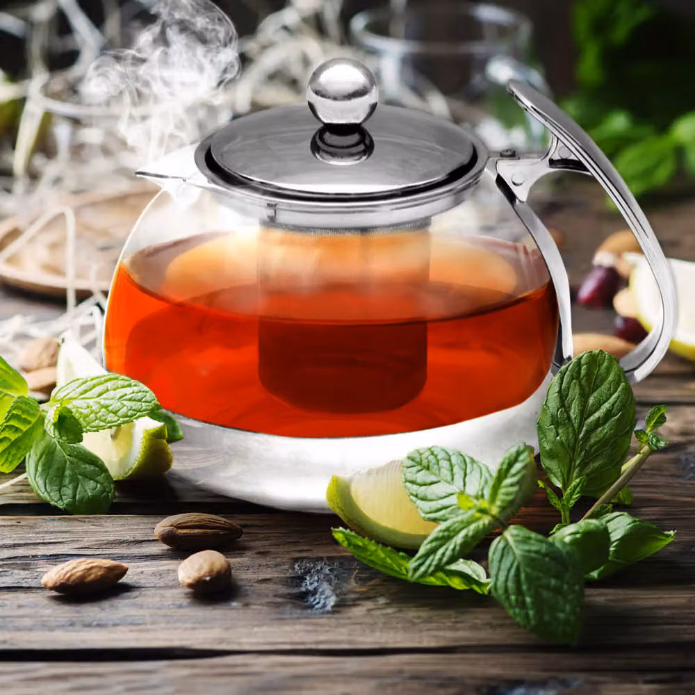 Set Teiera in vetro trasparente con infusore e 4 bicchieri termici a doppia parete Monzana® da 1,2 l – 3