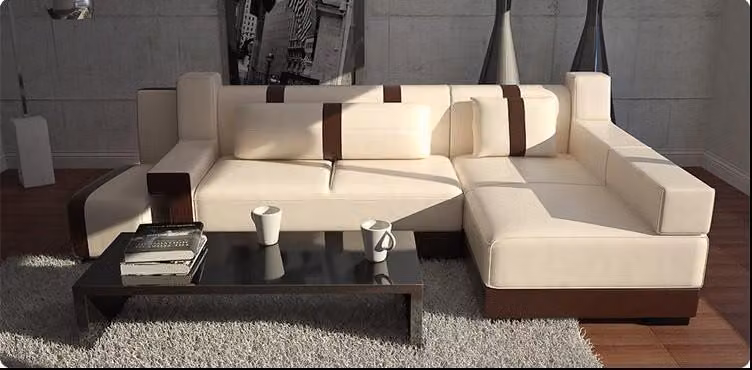 Ecksofa Sofa Couch Polster Wohnlandschaft Leder Eck Sofas Garnitur L-Form Couchen