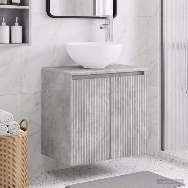 Mobile Lavabo da Parete vidaXL Grigio Cemento L: 49,5 cm, P: 35 cm, H: 63 cm
