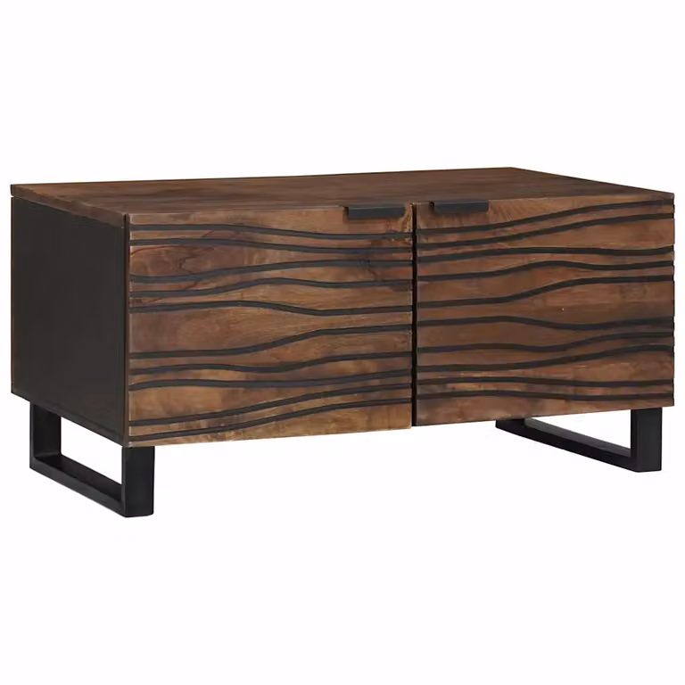 Tavolino da salotto moderno vidaXL in legno di acacia e metallo, marrone, L 80 cm x P 50 cm x H 40 cm