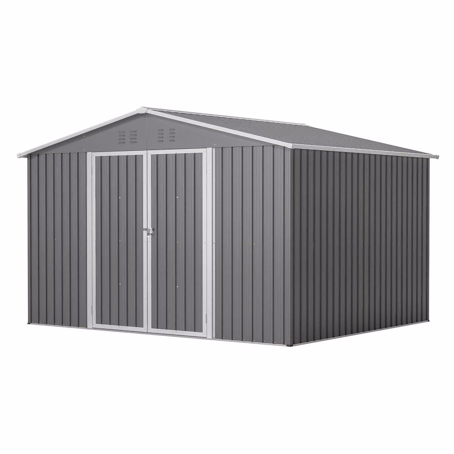 Capanno per attrezzi in metallo, casetta da giardino con tetto a due falde, dimensioni XXXL (300x252x191 cm), ideale per riporre in sicurezza attrezzi da giardino e utensili. Colore: grigio