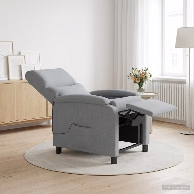 Poltrona relax reclinabile vidaXL in tessuto grigio con braccioli per soggiorno e ufficio