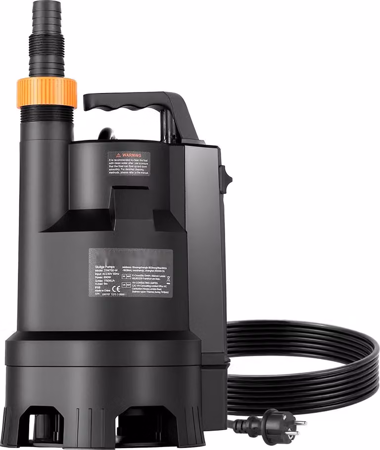 Pompa sommergibile - Pompa per acque reflue - Potenza 690 W - Portata 17500 l/h - Prevalenza 9 m - Interruttore a galleggiante automatico - Per acque chiare e reflue - Per piscina, laghetto, cantina