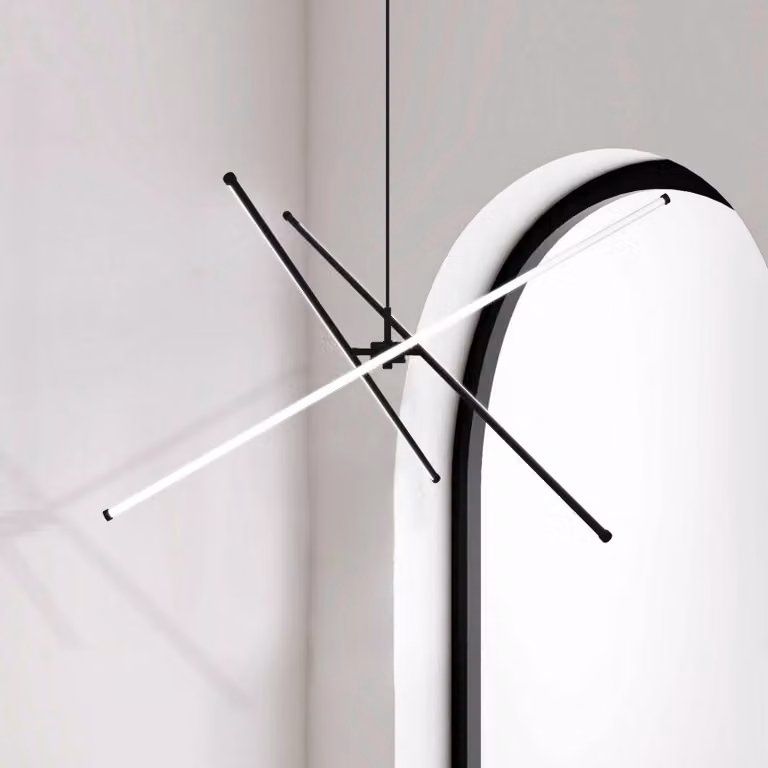 Viokef Lampada LED a sospensione Sandy, lunghezza 90 cm, nera, metallo Sandy, Nero, Soggiorno / Sala da pranzo, Alluminio, Moderno