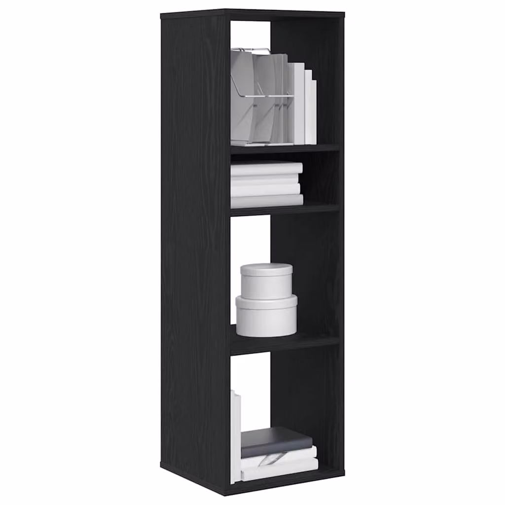 Libreria moderna vidaXL in legno nero con pannello posteriore L 34 cm, P 31 cm, H 112 cm