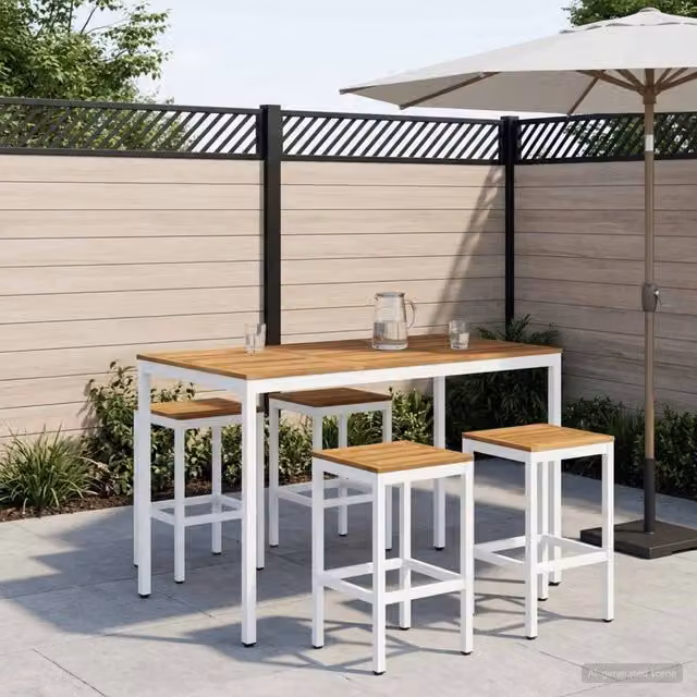 Tavolo Bar da Giardino NAARDEN vidaXL in Legno di Acacia Bianco L: 141 cm, P: 80,5 cm, H: 105 cm