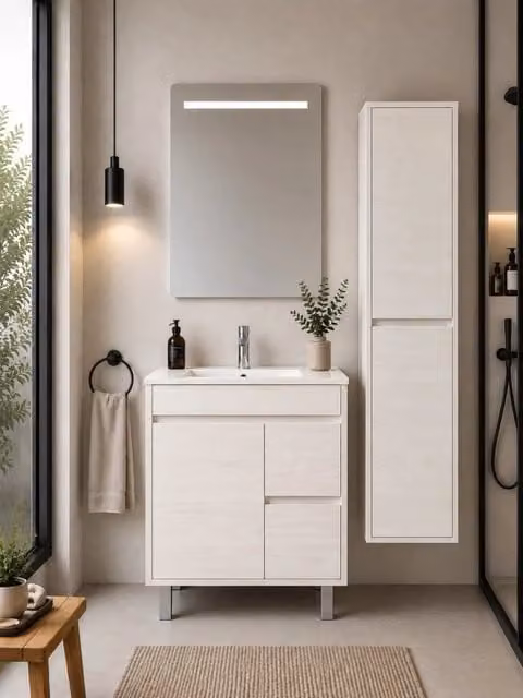 Mobile bagno con lavabo ORIGENBATH ISQUIA senza specchio 50x40 cm bianco nordico con colonna