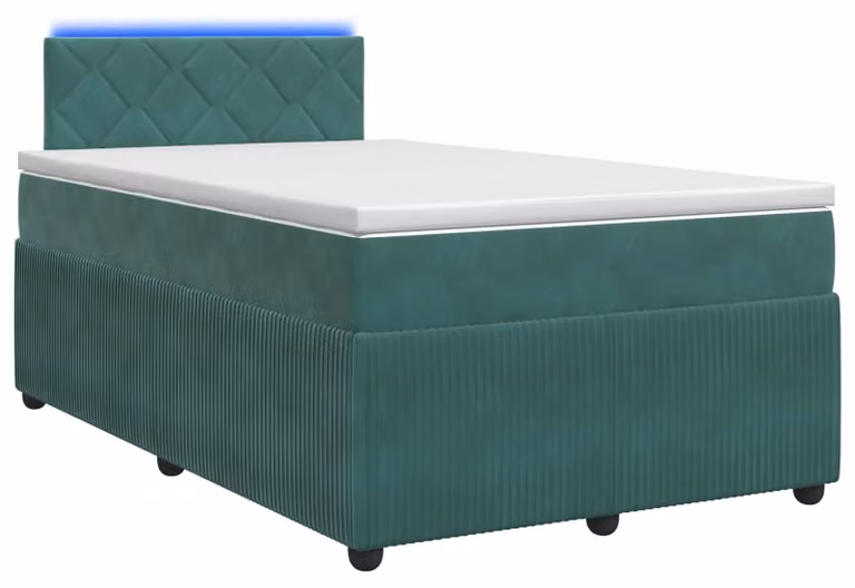 Letto a molle con materasso verde scuro 120 x 190 cm in velluto