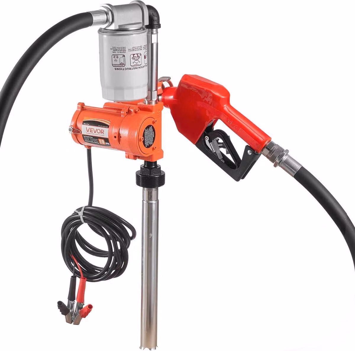 Pompa di trasferimento carburante, 12 V CC 40 l/min, kit pompa di trasferimento diesel portatile, con ugello a spegnimento automatico, tubo di scarico, protezione dal surriscaldamento, cavo di alimentazione, antideflagrante, per benzina, diesel e cherosen