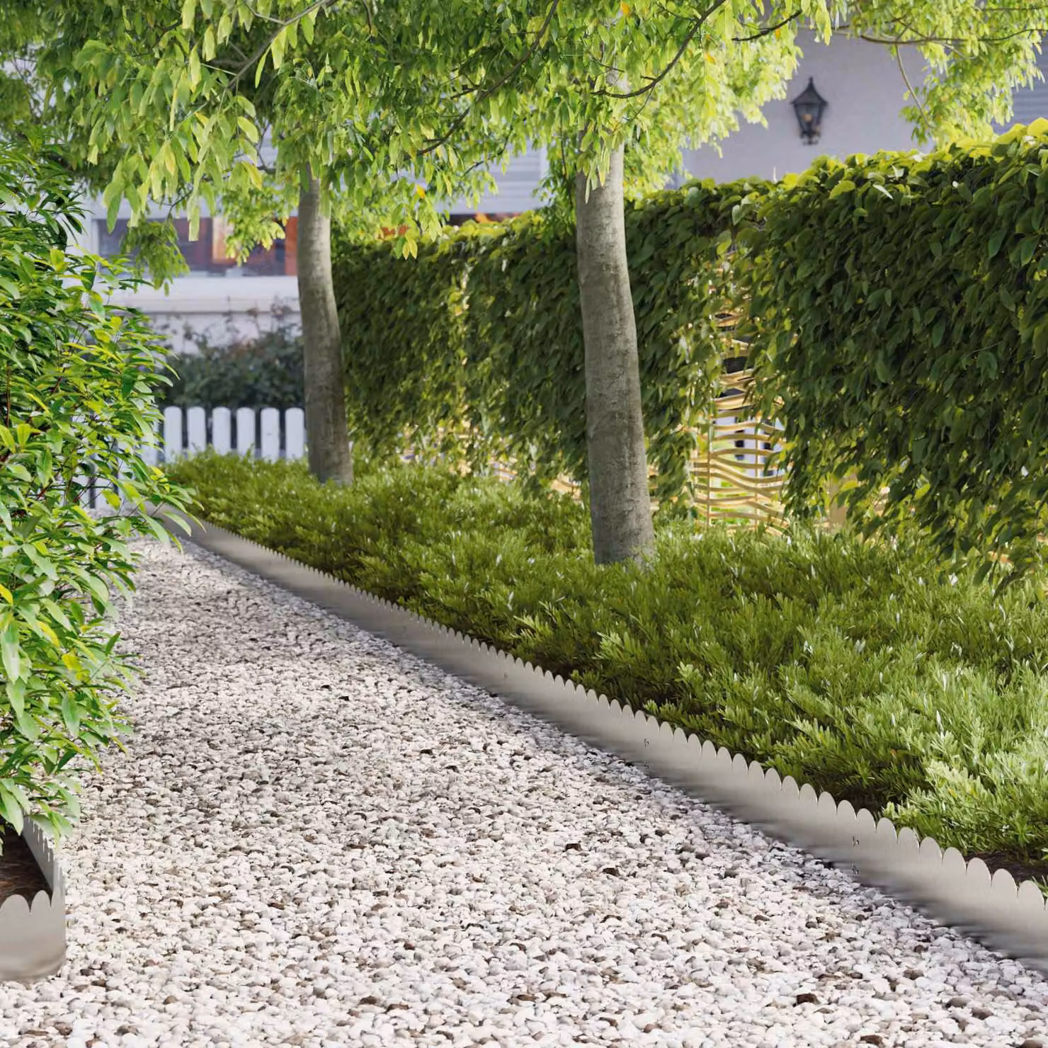 Set di 20 bordure per prato vidaXL in acciaio color argento, 103 x 20 cm