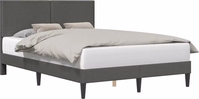 Letto matrimoniale moderno in tessuto corduroy grigio con struttura in legno MDF L: 140 cm x P: 200 cm x H: 96 cm