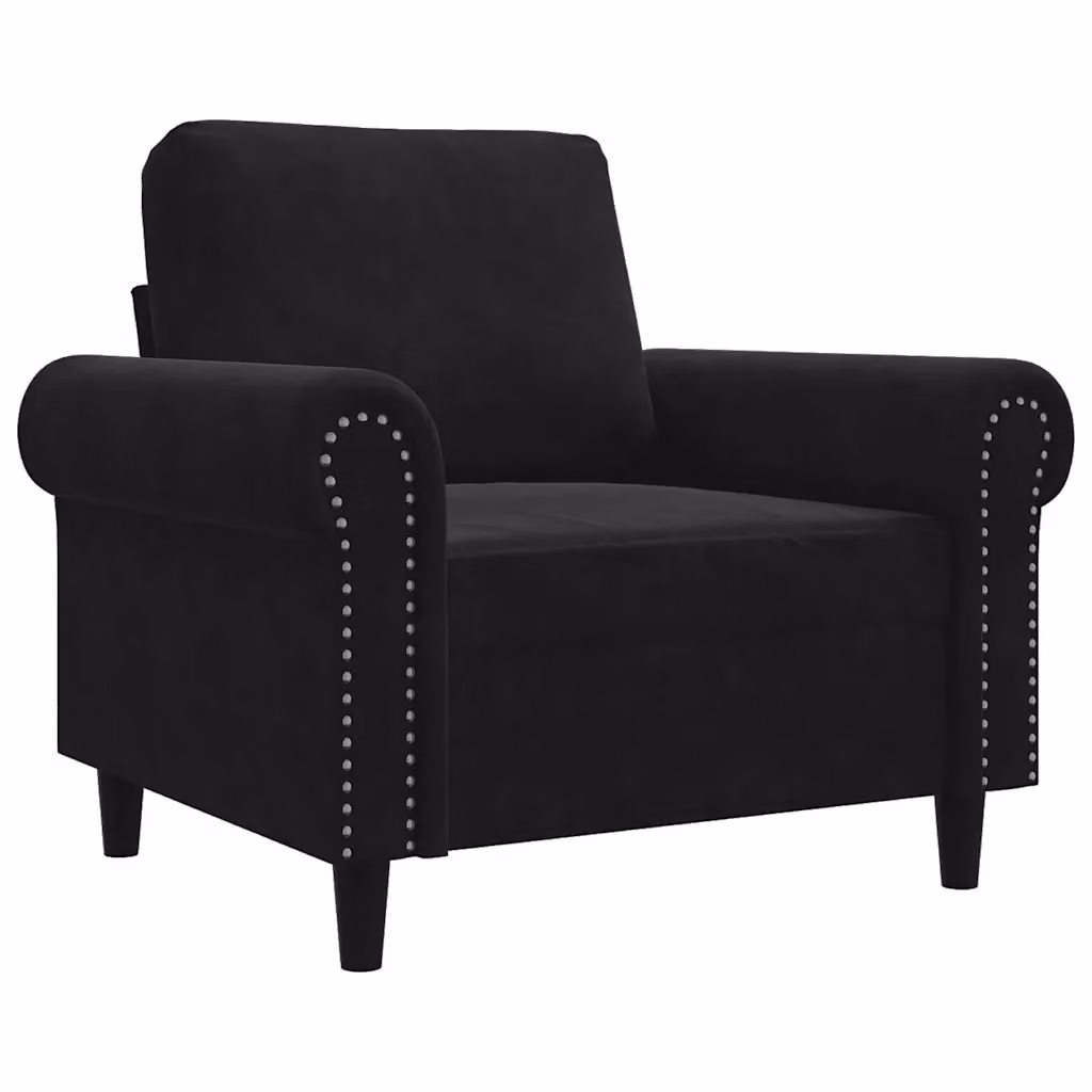Poltrona moderna in velluto nero con struttura in metallo e braccioli 661640 – 2