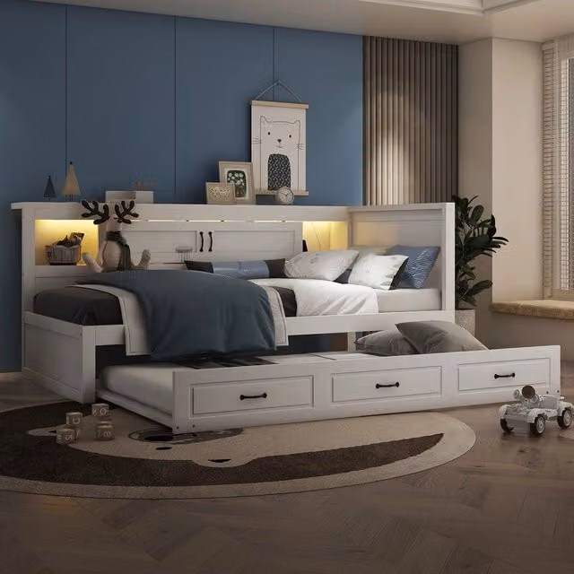 Letto Divano con LED e Contenitore Estraibile ¨C MINIMAL ¨C Bianco 90x200