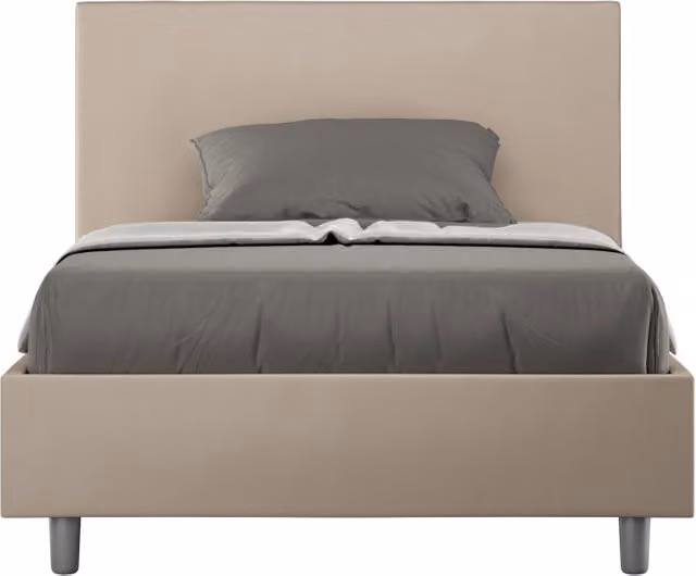 BS COM Letto una piazza e mezza contenitore imbottito 120x210 similpelle tortora