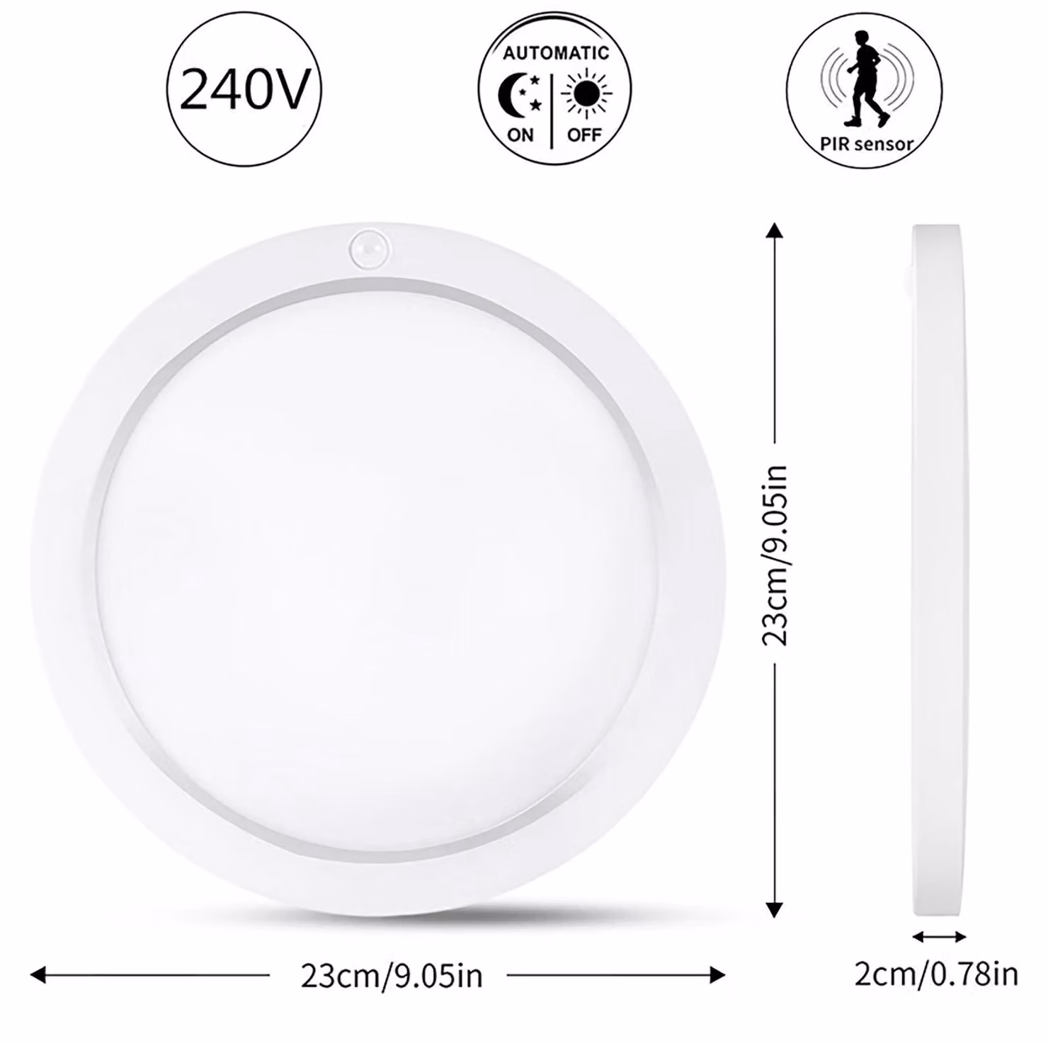 Pannello LED da soffitto - Illuminazione da soffitto - 18 W - Sensore di movimento - Non dimmerabile - 220 V - Confezione da 1 pezzo