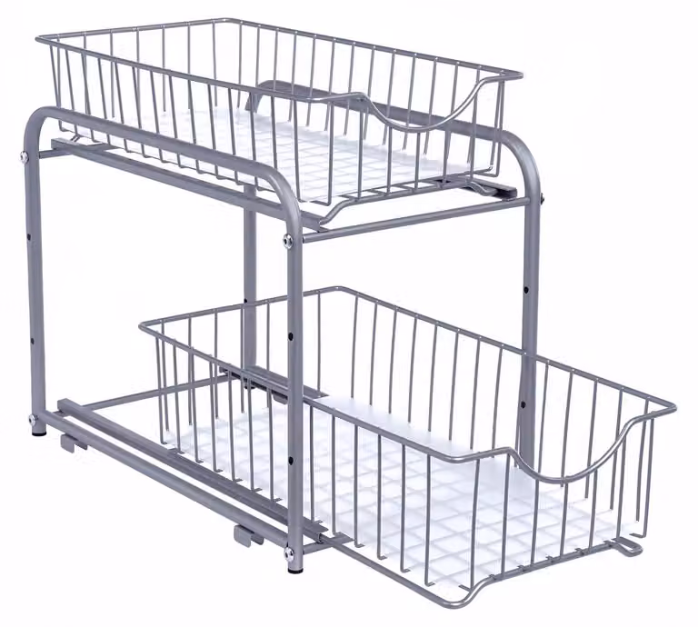 Ripiano portaoggetti in acciaio – Scaffale per dispensa – Salvaspazio – 21 x 36,5 x 33,7 cm