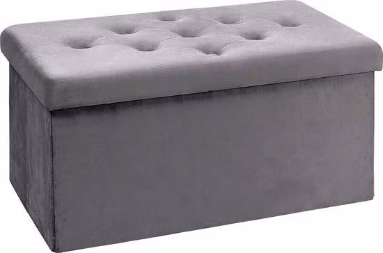 Panca imbottita Famanu con spazio contenitore - sgabello pieghevole in velluto, 76 x 38 x 38 cm (grigio)