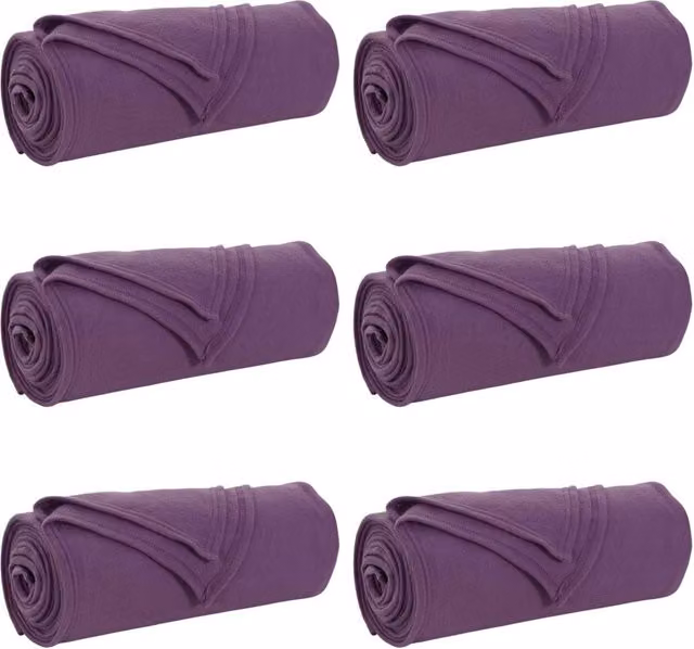 Set di 6 coperte in pile viola per adulti, L 270 cm x P 240 cm