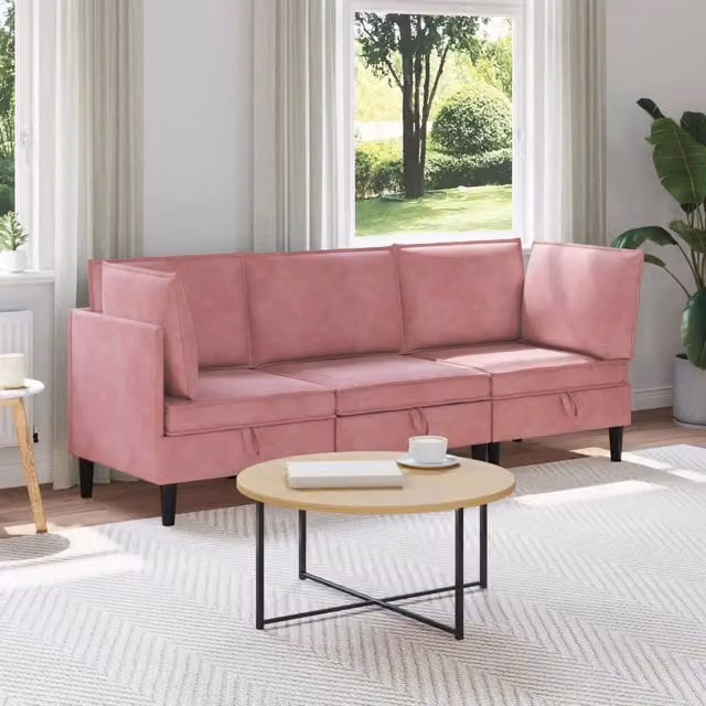 Set di mobili per il soggiorno 3 pz Rosa Velluto 3413743