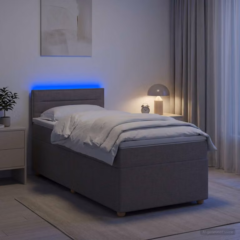 vidaXL Letto box spring con materasso Tortora 100 x 200 cm Tessuto