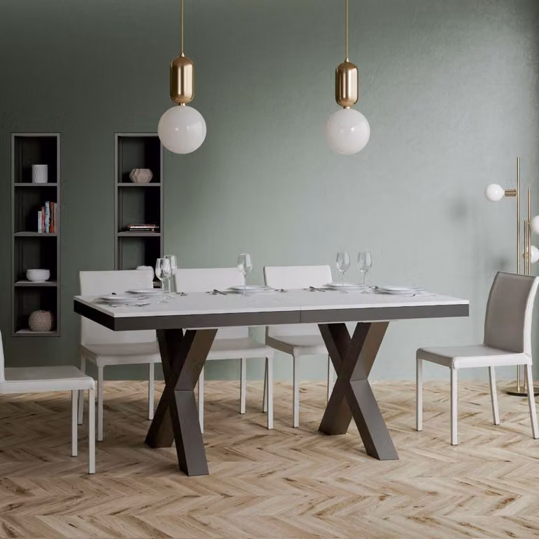 ITAMOBY - Tavolo allungabile 160/420x90 cm Traffic Evolution bianco frassino telaio e gambe antracite