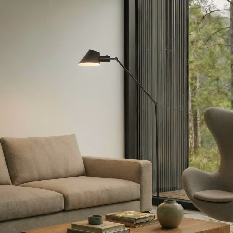 Lampada da terra Corali Lindby, Nero, Soggiorno / Sala da pranzo, Metallo, Moderno, Lampada da terra