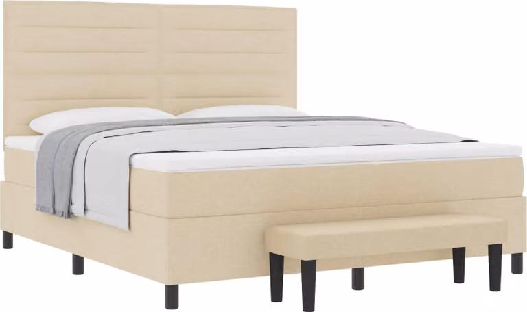 Letto a molle con cuscino Crema 180 x 200 cm Tessuto