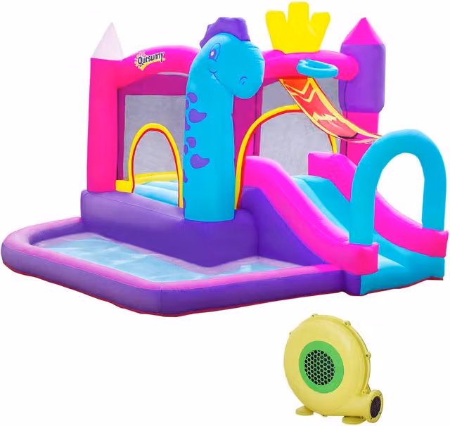 Castello Gonfiabile Outsunny per Bambini con Scivolo, Piscina e Trampolino, Multicolore, L 3 x P 2.7 x H 2 m – 1