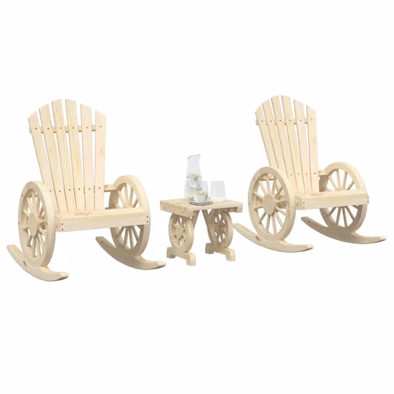 Set Salotto da Giardino vidaXL in 3 Pezzi in Legno di Abete Marrone con Cuscini inclusi
