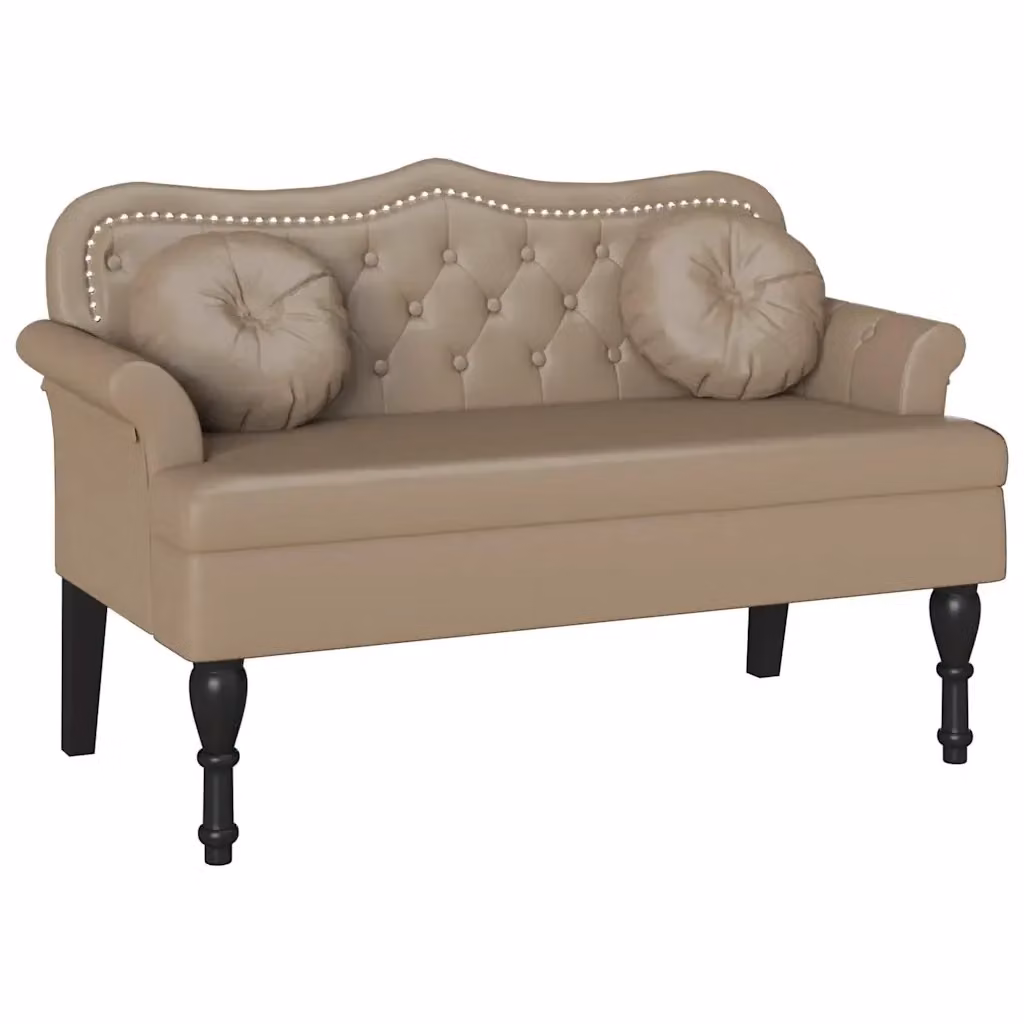 Panca Chesterfield vidaXL in ecopelle color cappuccino con cuscino L: 120,5 cm, P: 65 cm, H: 75 cm – 2